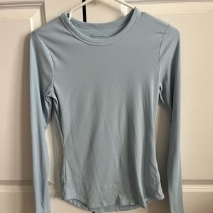Blue ribbed long-sleeve top